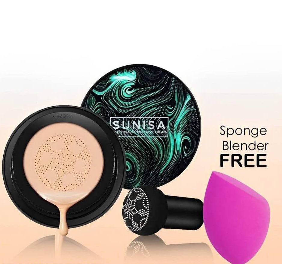 Air Cushion Mushroom BB Cream Foundation with Beauty Blender and Free Sponge